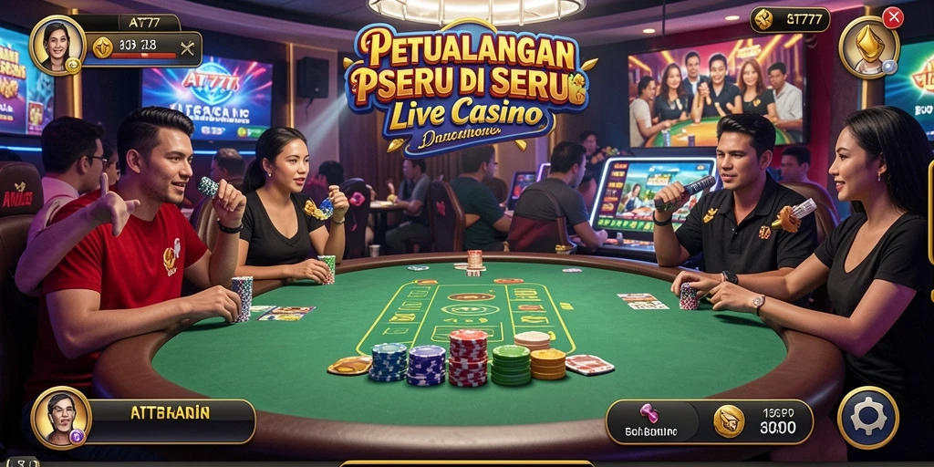 Screenshot gameplay AT777 menampilkan suasana casino langsung yang menarik.