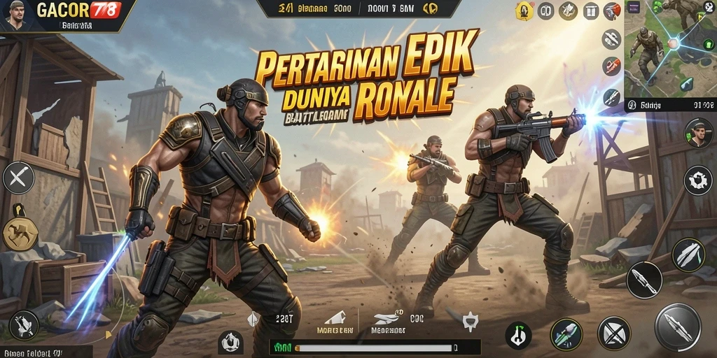 Tangkapan layar GACOR78 menampilkan aksi intens dalam gameplay Battle Royale.