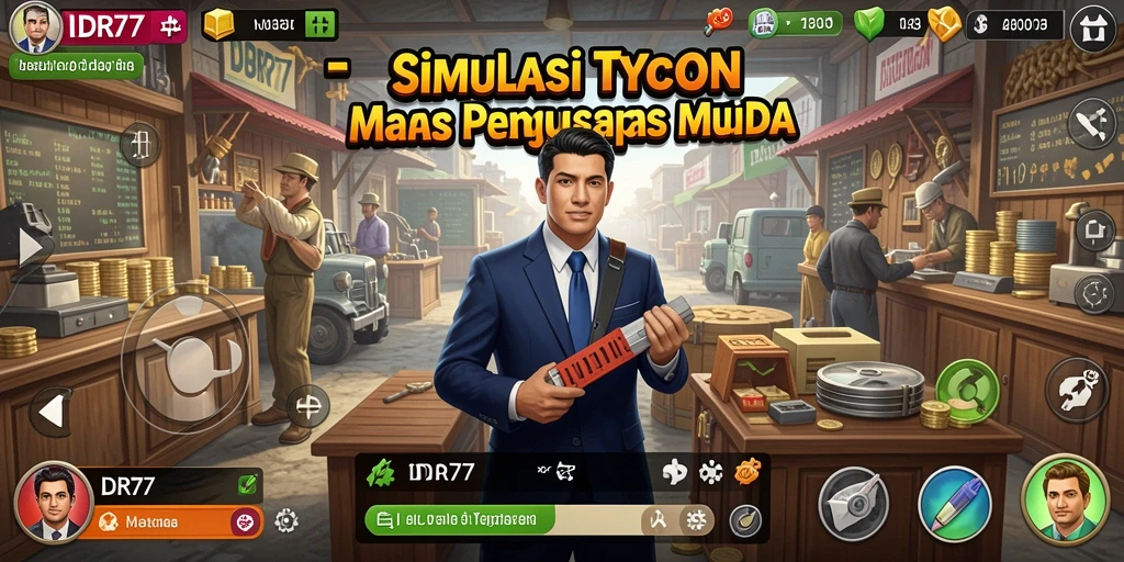 Screenshot gameplay IDR77 menampilkan suasana simulasi bisnis yang hidup.