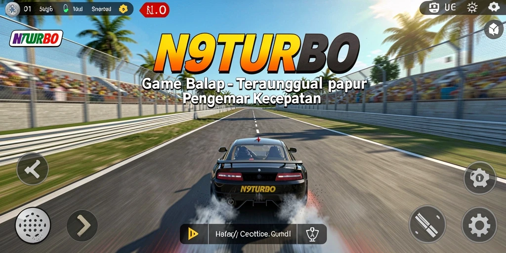 Tampilan gameplay N9TURBO yang mendebarkan dan penuh aksi balap.