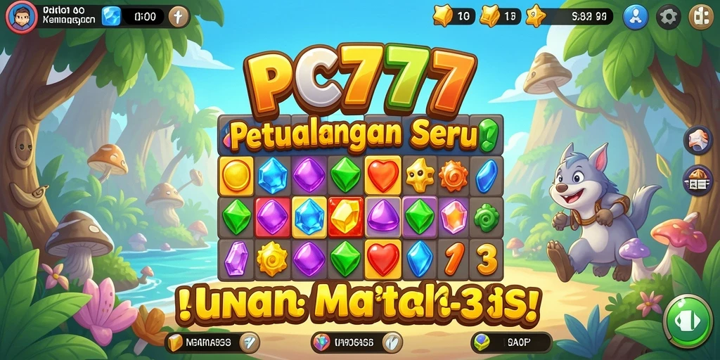 Tangkapan layar gameplay <strong>PC777</strong> menampilkan aksi mencocokkan permata yang seru.