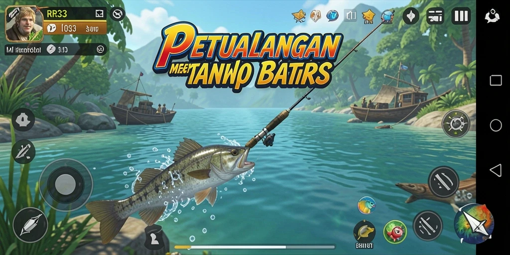 Menggambarkan gameplay memancing yang seru dan mendebarkan.